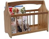 Raxter Bamboo Magazine Rack with Handle Natural Finish for Newspapers Books view 1