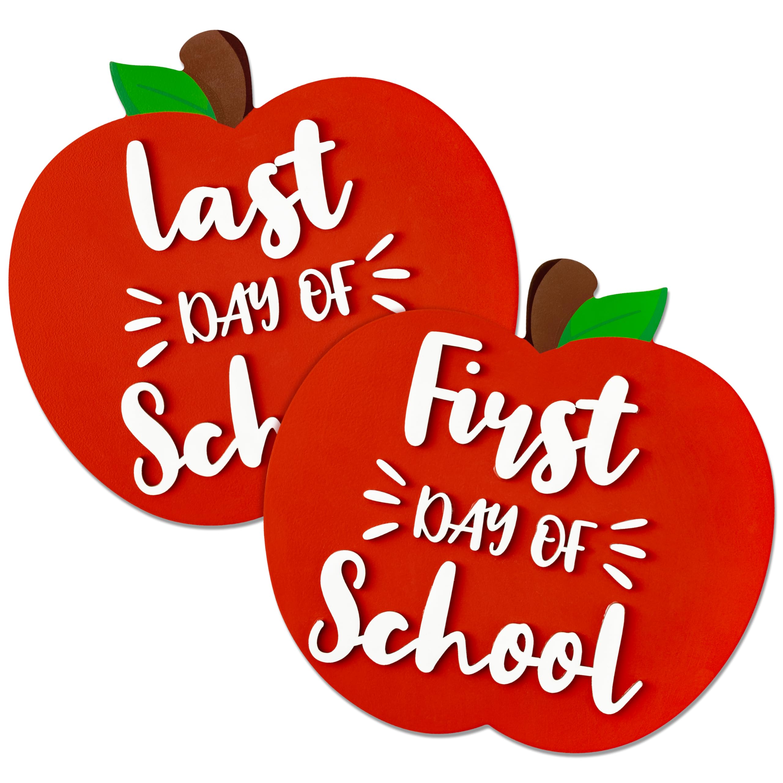 Photo 1 of CJiangpo First and Last Day of School Board - Double Sided Back to School Sign, Apple Shape Reversible 1st Day of Preschool Kindergarten Chalkboard Photo Props Supplies for Kids