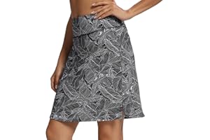 M MOTEEPI Skorts Skirts for Women with Pockets Knee Length Athletic Skirts Tennis Golf Skorts Activewear Black Leaf XL