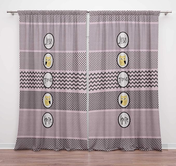 Timingila Búho Púrpura, De Texto Y De Chevron Cortinas De La Ventana