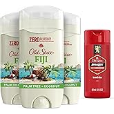 Old Spice Aluminum Free Deodorant for Men, 24/7 Long Lasting Freshness, 24/7 Sweat & Odor Protection, Fiji with Palm Tree Scent Deodorant with Travel-Size Swagger Scent Body Wash, 3 oz (Pack of 3)