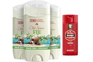 Old Spice Aluminum Free Deodorant for Men, 24/7 Long Lasting Freshness, 24/7 Sweat & Odor Protection, Fiji with Palm Tree Scent Deodorant with Travel-Size Swagger Scent Body Wash, 3 oz (Pack of 3)