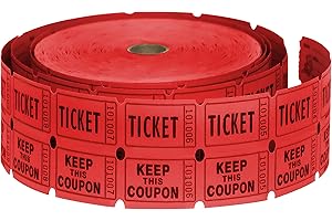 HENRY DOTS 50/50 Raffle Tickets Double Roll - 2000 Ticket Count Per Roll - Easy Tear Away Stubs for Contact Info - Raffle Drum Tickets Roll for Drinks, Carnival, Chinese Auction, Events (Red)