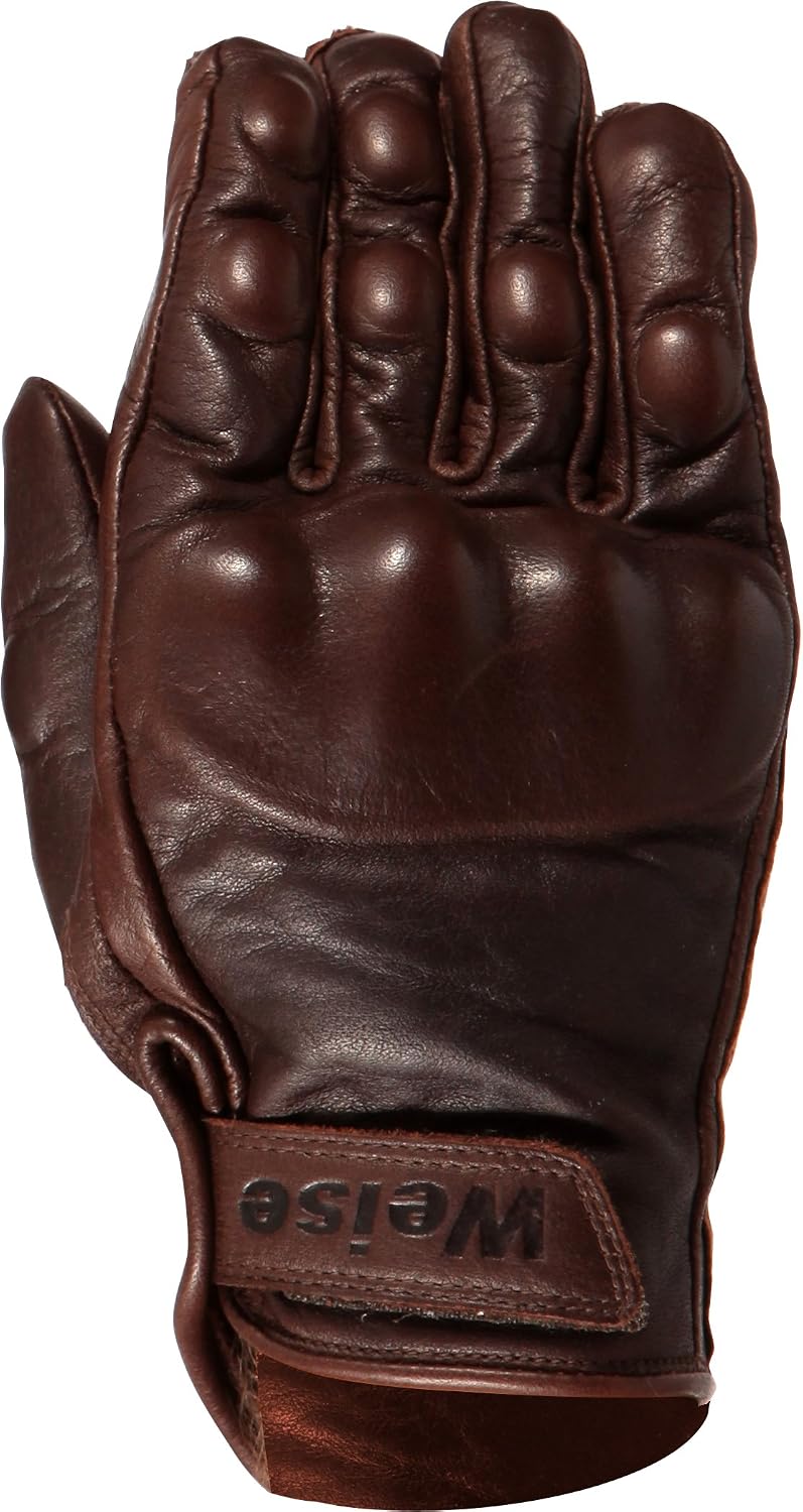 WEISE Victory Goat Leather TPU Armour Motorcycle Gloves (Brown, M) - Image 3
