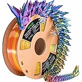 OVV3D 3D Printer Filament, PLA Filament 1.75mm, Tri-Colors Rainbow Silk PLA Filament, Rainbow PLA Filament with Silk PLA Red-Yellow-Blue, 3D Printing Filament PLA Filament 1.75mm +/-0.02mm, 1kg