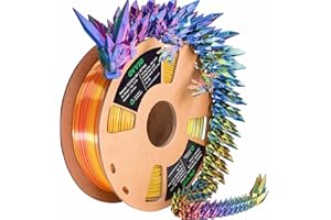 OVVNYXE OVV3D 3D Printer Filament, PLA Filament 1.75mm, Tri-Colors Rainbow Silk PLA Filament, Rainbow PLA Filament with Silk PLA Red-Yellow-Blue, 3D Printing Filament PLA Filament 1.75mm +/-0.02mm, 1kg