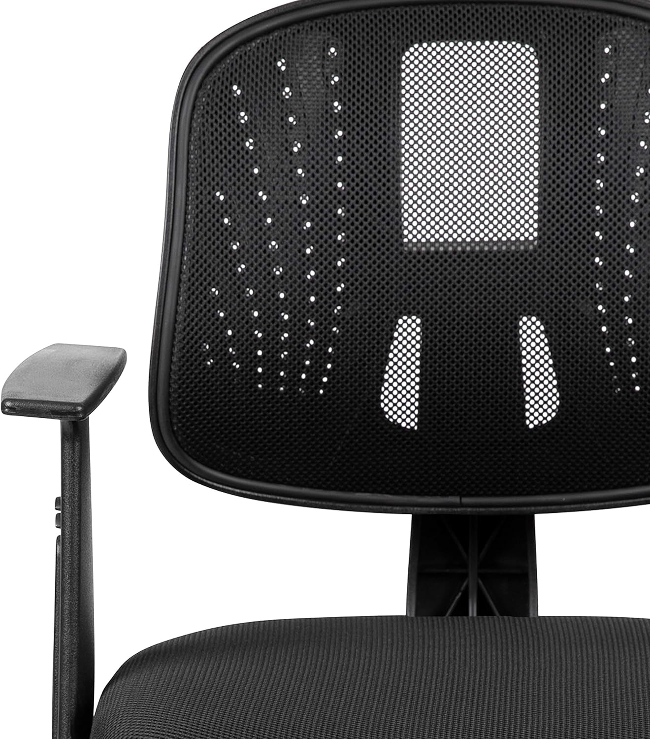 Flash Fundamentals Mid-Back Black Mesh Swivel Task Office Chair with Pivot Back and Arms: Furniture & Decor