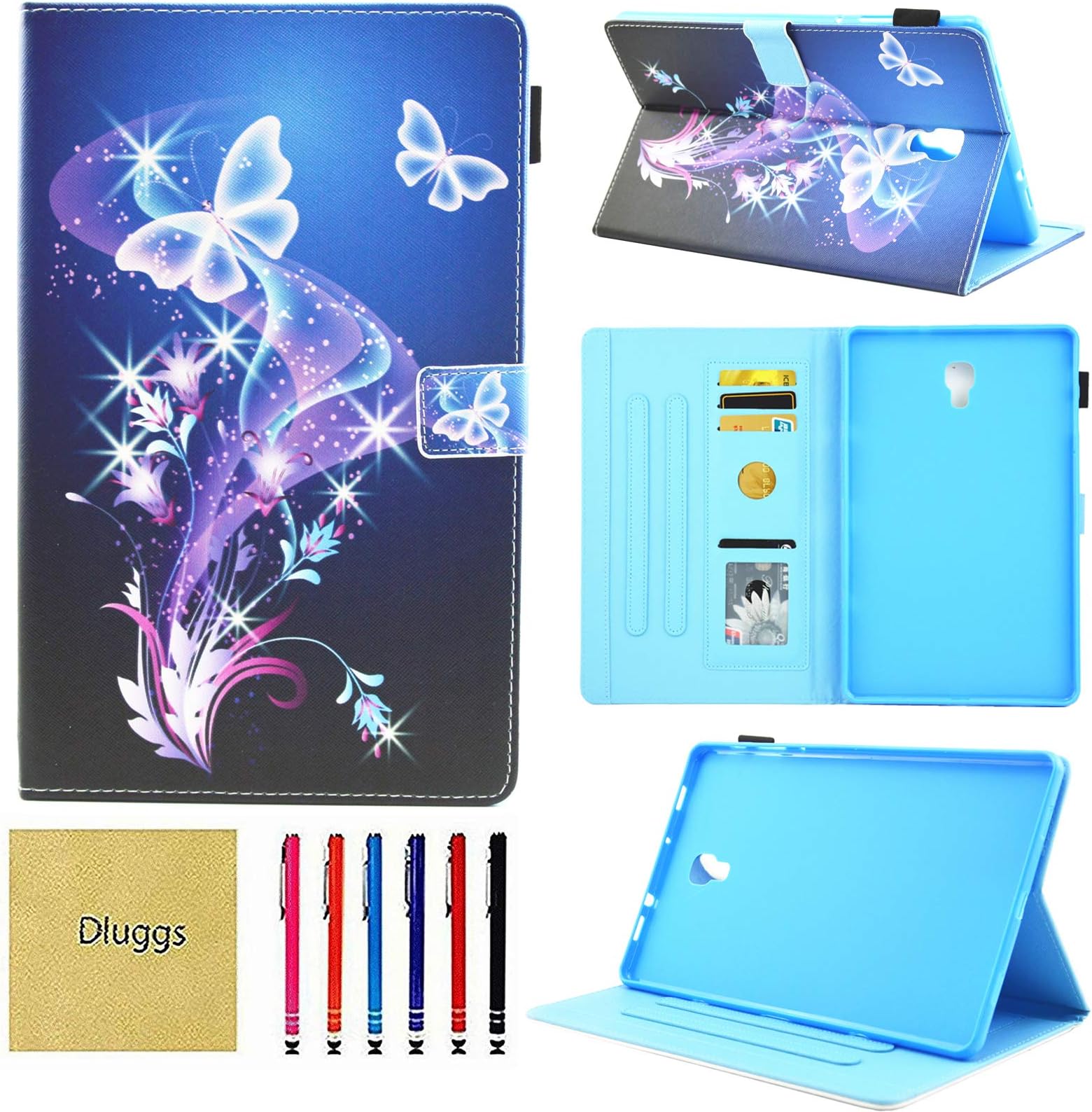 Samsung Galaxy Tab A 10.5 Case 2018, SM-T590 Case, Dluggs Protective PU Leather Folio Stand Pattern Magnetic Cover for Samsung Galaxy Tab A 10.5 Inch Model SM-T590 / T595 / T597, Butterfly Tree