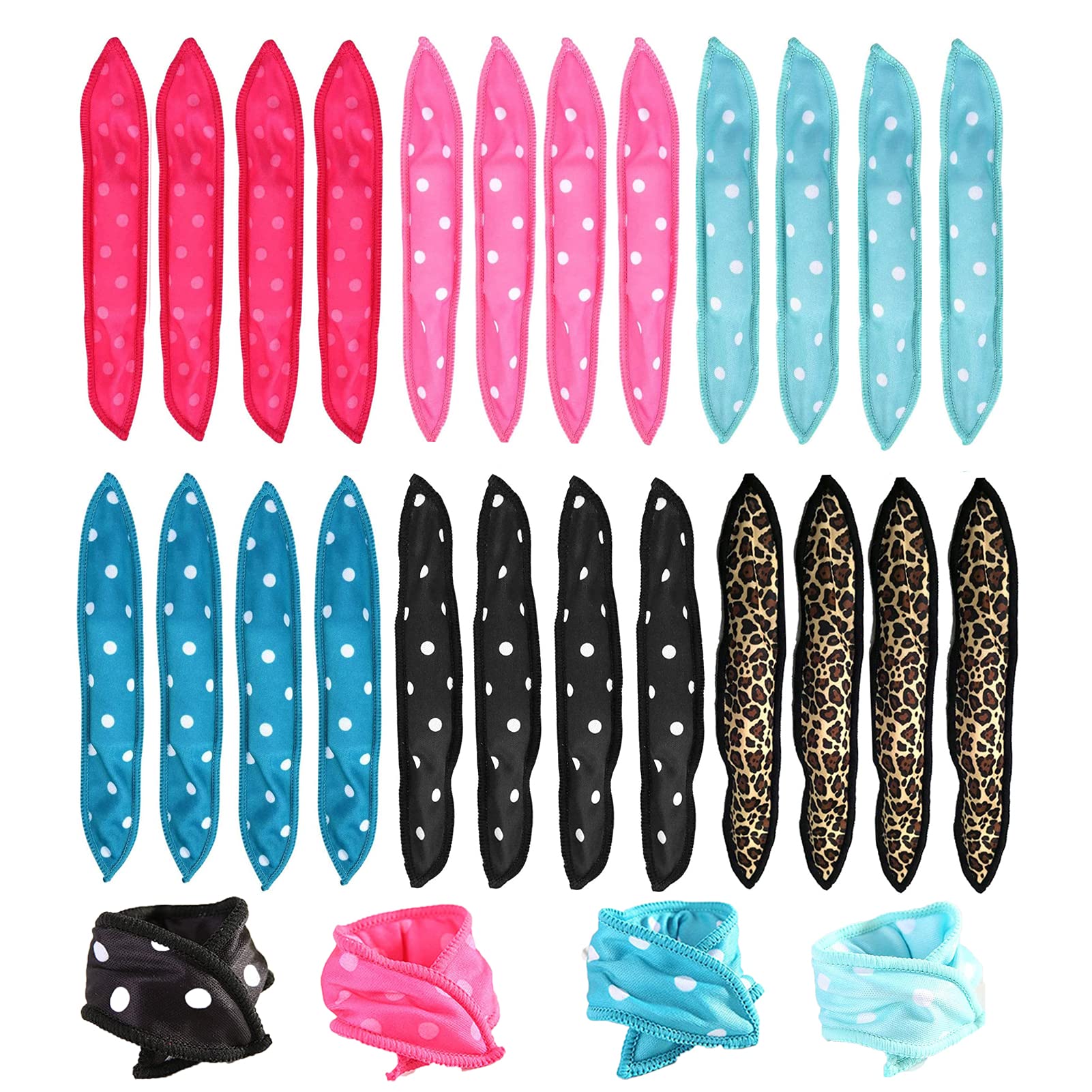 Alldo 24Pcs No Heat Hair Curlers - Sponge Rollers, Wave Formers for Long Short Hair - Sleep in Curlers - DIY Hair Tools - Pillow Soft Curls (6 Color*4 Pcs)