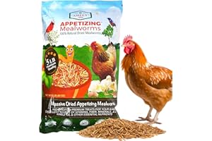 Amzey Dried Mealworms 5 LB, 100% Natural Meal Worms for Chicken & Birds, Organic Chicken Feed for Laying Hens, High Protein and Nutrition, Zipped Bag