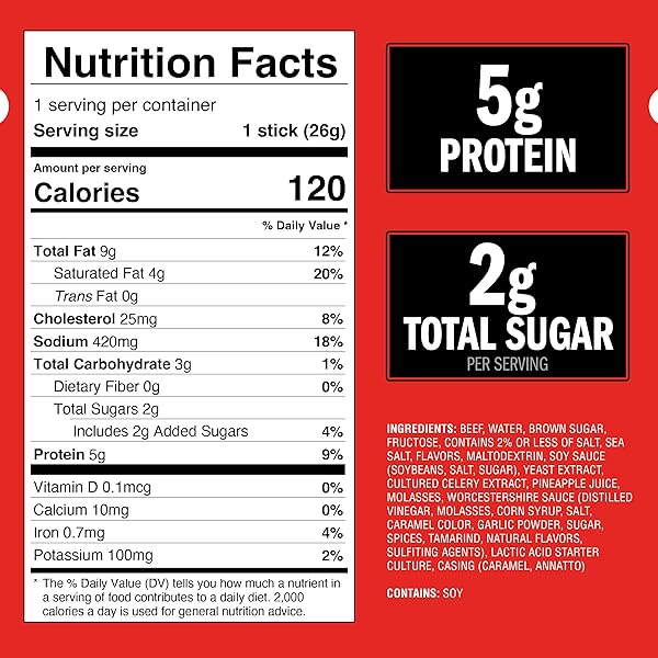 JACK LINK’S BEEF STICKS, TERIYAKI – PROTEIN SNACK, MEAT STICK WITH 5G OF PROTEIN, MEAT SNACK STICKS MADE WITH 100% BEEF, KETO FRIENDLY – 0.92 OZ. (1 COUNT)