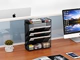 EasyPAG 5 Tier Wall File Organizer A4 Mesh Desk In Tray Holder Black view 7