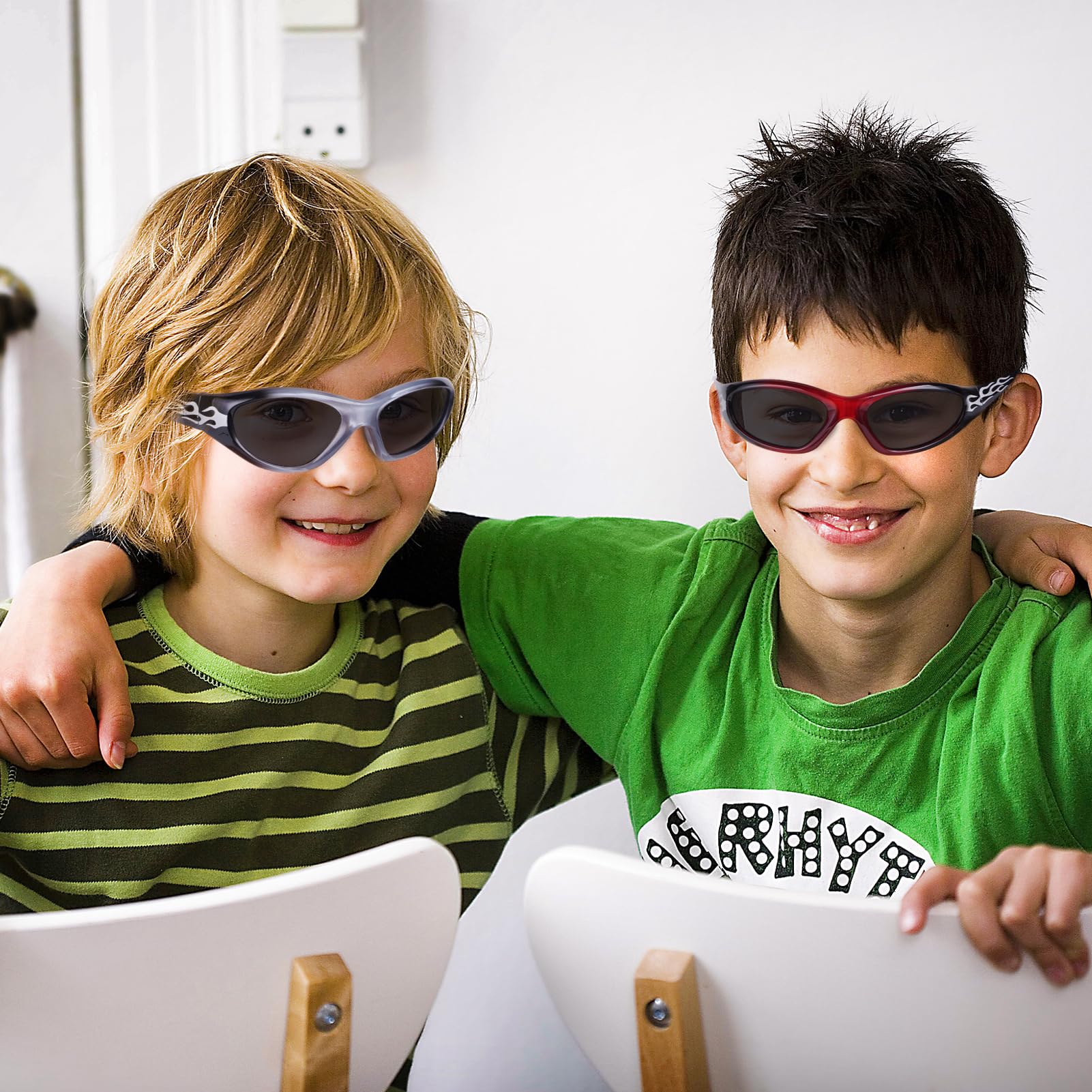 XINB LOOK 3-pairs Kids fashionable flame texture Sunglasses, for Kids Age 3-10, Toddler Sunglasses Boys Anti-UV Protection