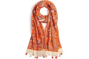 QIUTIMIY Scarf for Women Lightweight Soft Floral Leopard Printed Scarves Fall Winter Fashion Shawl Wrap with Fringe