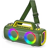 Portable Bluetooth Speaker Wireless,140W Peak Loud Sound with 2 Subwoofers and 2 Tweeters, Plus Bass Boost, IP65 Waterproof Outdoor Speaker, 24H Playtime, RGB Lights, TF/AUX/USB/Mic Input, Large Party