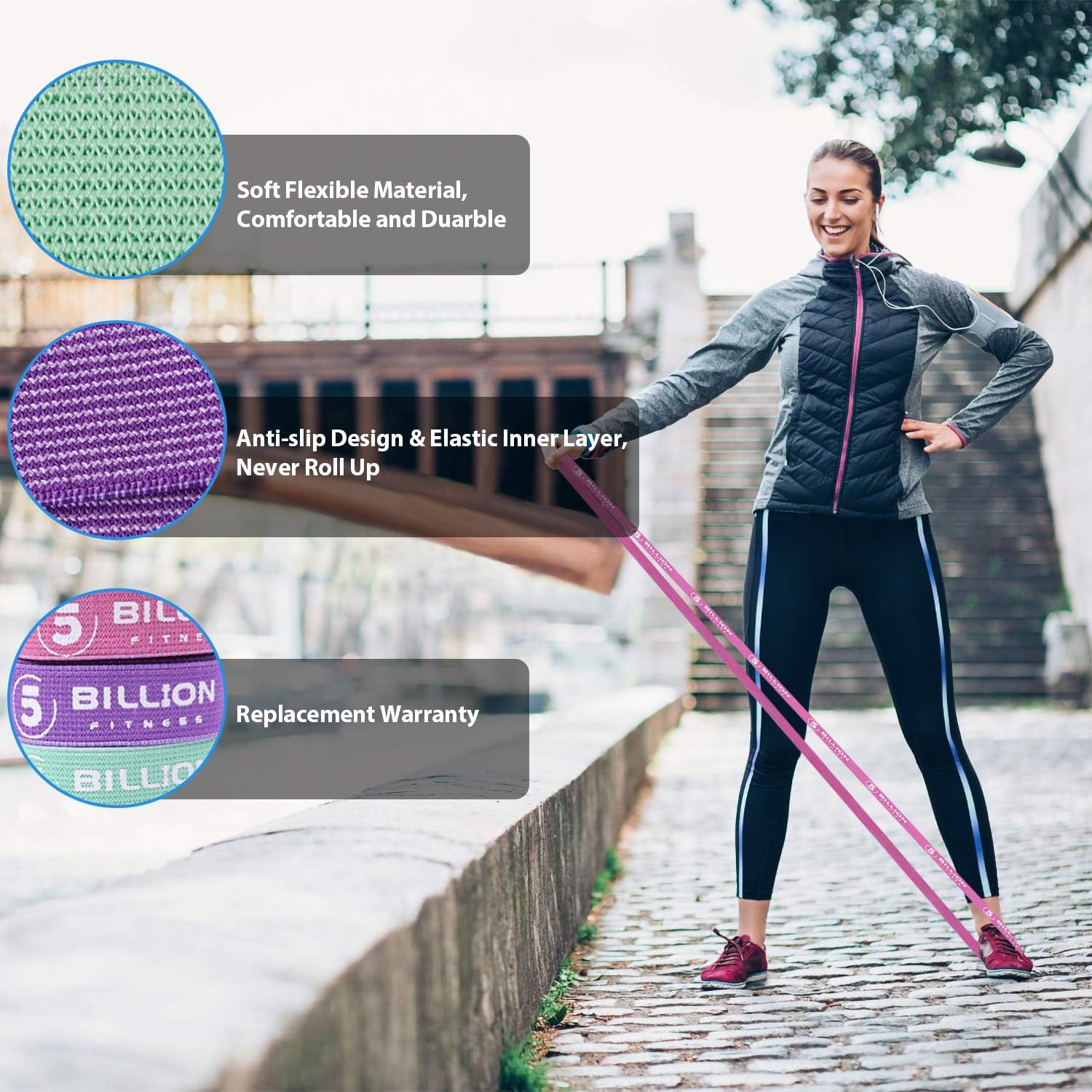 5BILLION Bandas de Resistencia, 3pcs Bandas Elasticas de Fitness ...