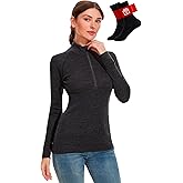 MERINNOVATION Merino Wool Base Layer for Womens - Wool Half Zip Sweater Long Sleeve Midweight Quarter Zip Women Shirt