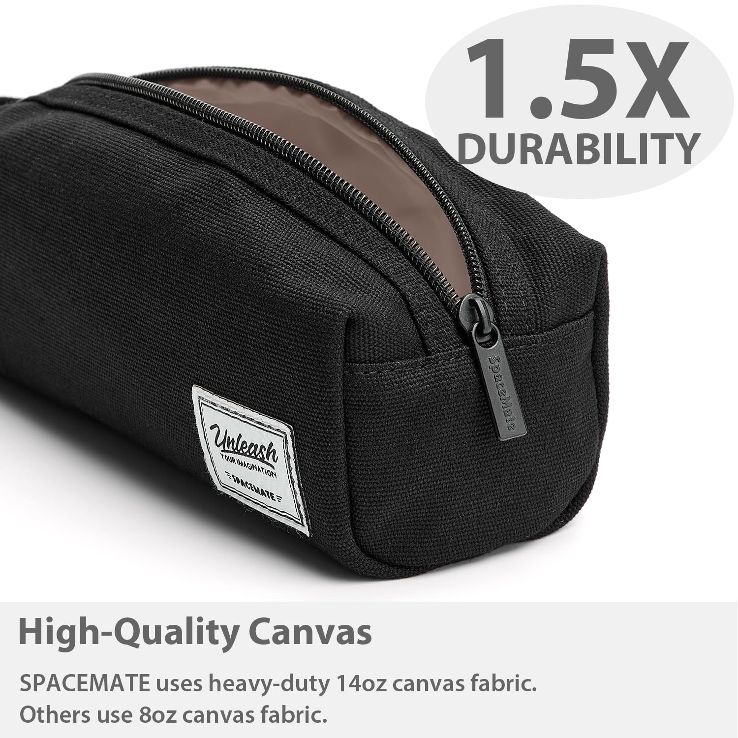 Pencil Case Pouch Box Bag School Supplies Girls Boys Kids, Cute Preppy Stuff Large Big Capacity Aesthetic Canvas Pen Organizer, Back to College Stationary, Black, Simple Style, 1200ml