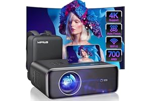 [Auto Focus/4K Support] Projector with WiFi 6 and Bluetooth 5.2, 700ANSI Native 1080P Outdoor Movie Projector, WiMiUS P62 Auto 6D Keystone & 50% Zoom, Smart Home Projector for iOS/Android/TV Stick