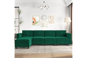 AYEASY 113'' Modular Sectional Sofa, L Shaped Sectional Sofa Couch with Ottomans, Convertible Modular Sofa with Storage, 5 Seats Reversible Oversized Sectional Couches for Living Room, Green