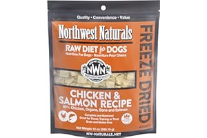 Northwest Naturals Freeze-Dried Chicken & Salmon Dog Food - Bite-Sized Nuggets - Healthy, Limited Ingredients, Human Grade Pet Food, All Natural - 12 Oz