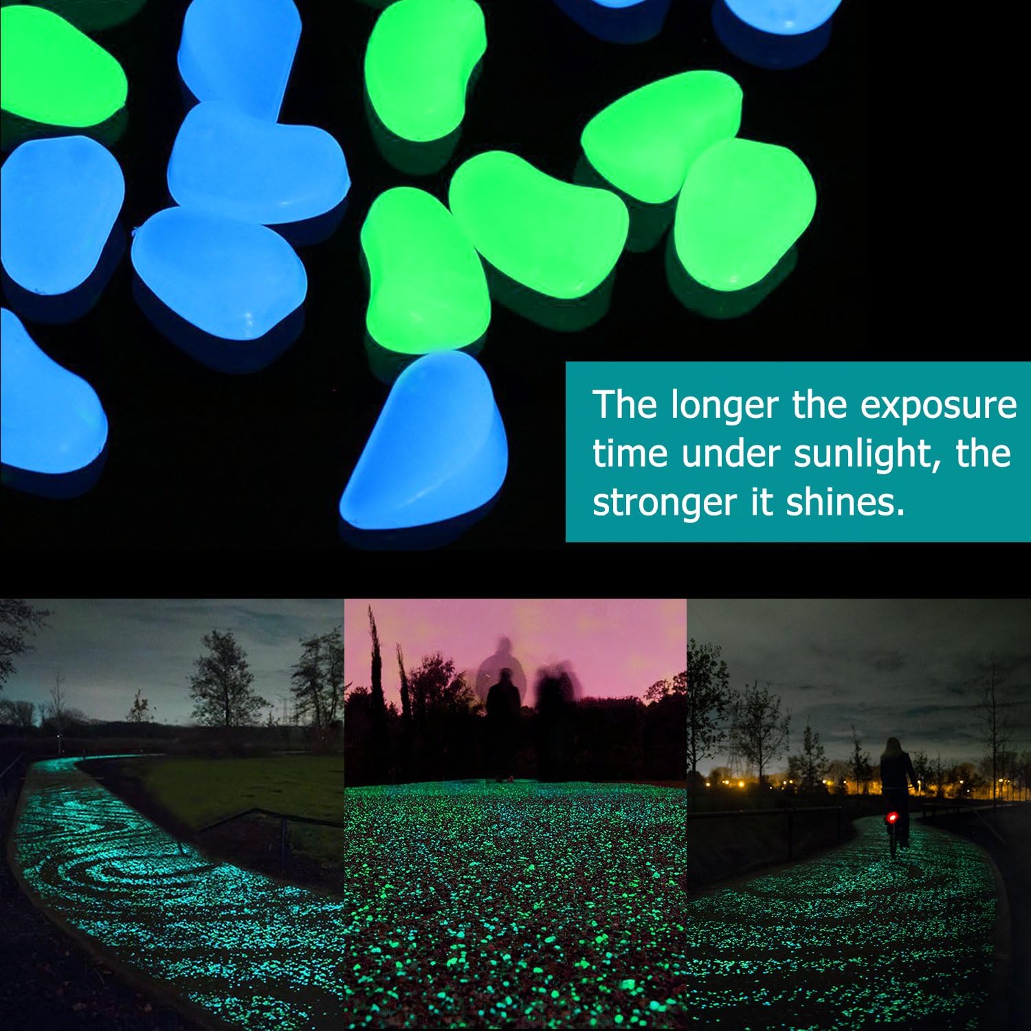 SUNNEST Glow in The Dark Garden Rocks, Decor Pebbles Stones for Indoor and Outdoor, DIY Decorative Luminous Stones for Yards Lawns Walkways Garden Driveway Plants and Aquarium : Garden & Outdoor