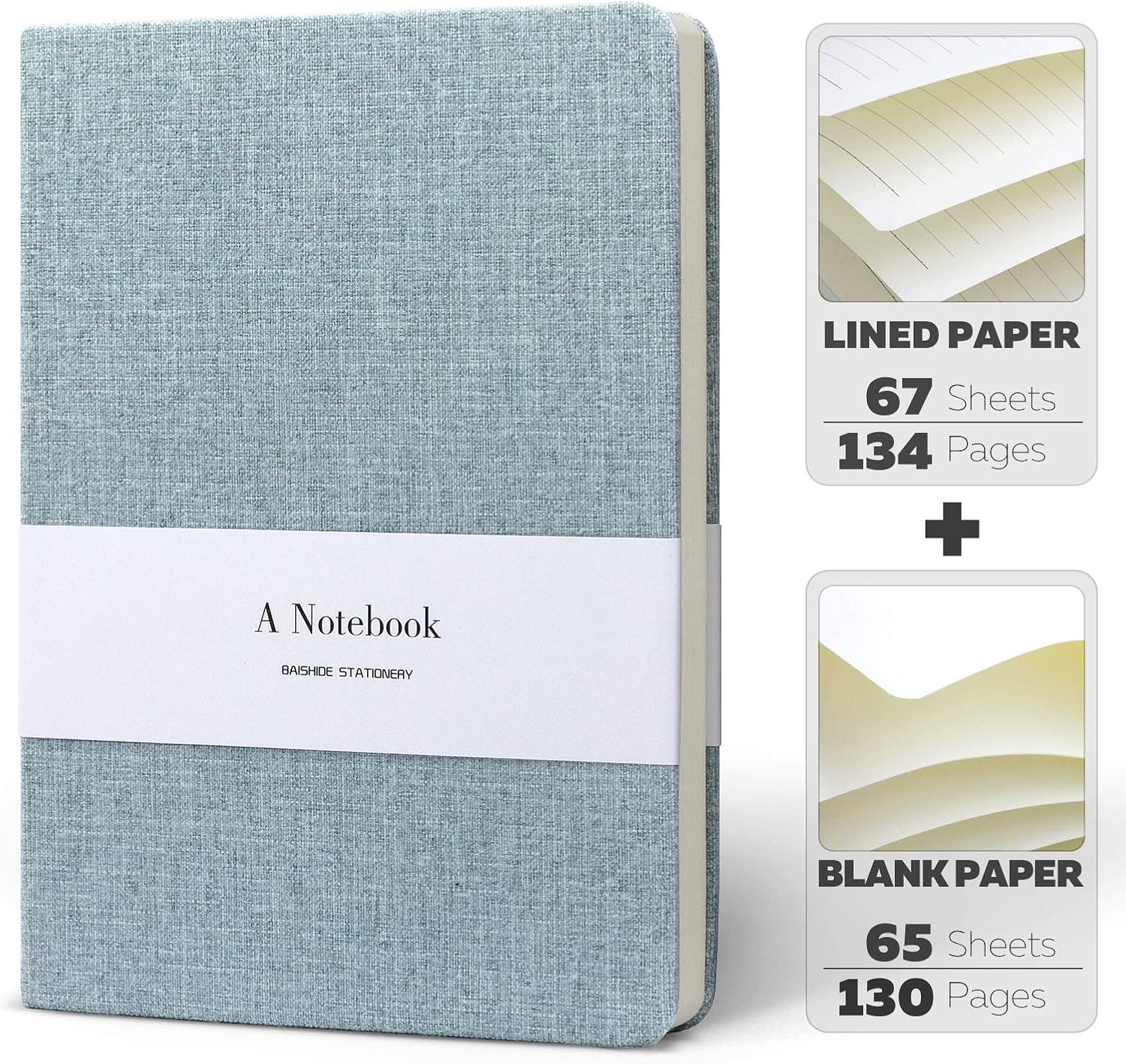 264 Seiten Hardcover Kunsttuch Hellblau Kkdragon Notizbuch A5 Liniert Und Blanko Papier Insgesamt 132 Blatt Blocke Hefte Blankobucher Burobedarf Schreibwaren