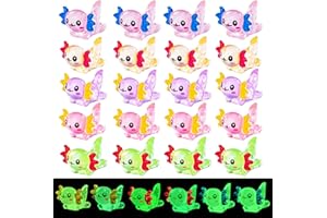 EVDERS 36Pcs Mini Resin Axolotl, Glow in The Dark Tiny Axolotl Miniature Figures Mini Axolotls Animal Figurines for Fairy Garden Moss Landscape Aquarium Potted Outdoor Statues Home Decorations