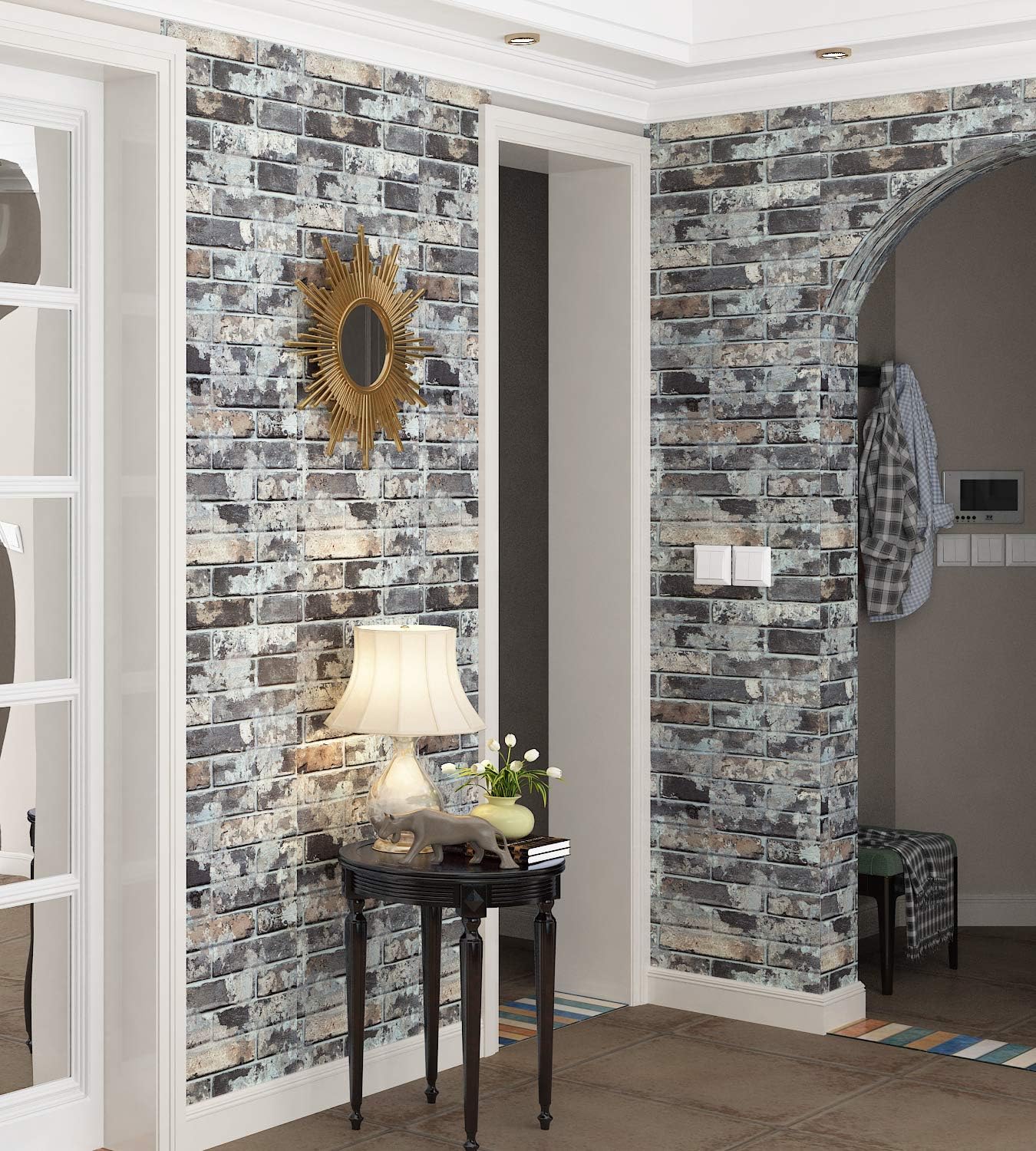 Livelynine Grey Brick Wallpaper for Kitchen Bathroom Waterproof 40CM x 5M 3D Wallpaper for Bedroom Boys Living Room Washable Kitchen Wallpaper Grey Brick Wall Effect Wallpaper Self Adhesive 3D - Image 4