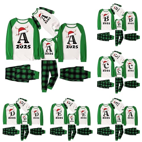 Cocila Matching Christmas Pjs for Family 2025 Graphic Xmas Pjs Nightwear Loungewear Sets Soft Long Sleeve Sleepwear Plaid Trousers Women Men Kids Baby Casual Christmas Pyjamas Family A S