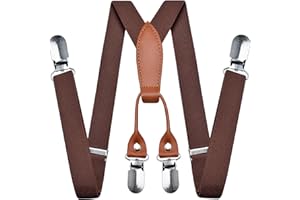 Branduce Solid Color Baby Boy Suspender with 4 Strong Clips Adjustable Kids Y Back Suspenders