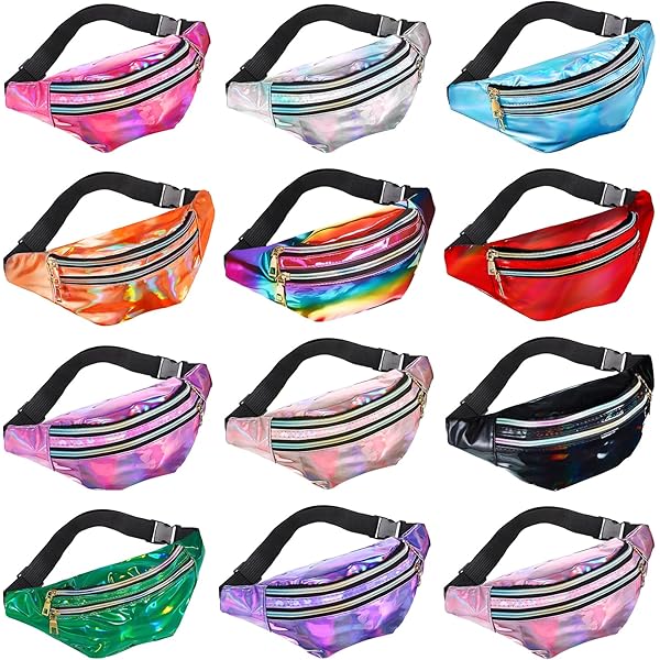 Lot De 48 Sacs Banane Fluo Réglables Pour Fête, Festival