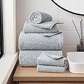 Lucky Brand Luxurious Boucle 6 Piece Bath Towel Set - (2) Bath Towels, (2) Hand Towels, and (2) Washcloths - Glacier Grey Premium Bathroom Towel Set