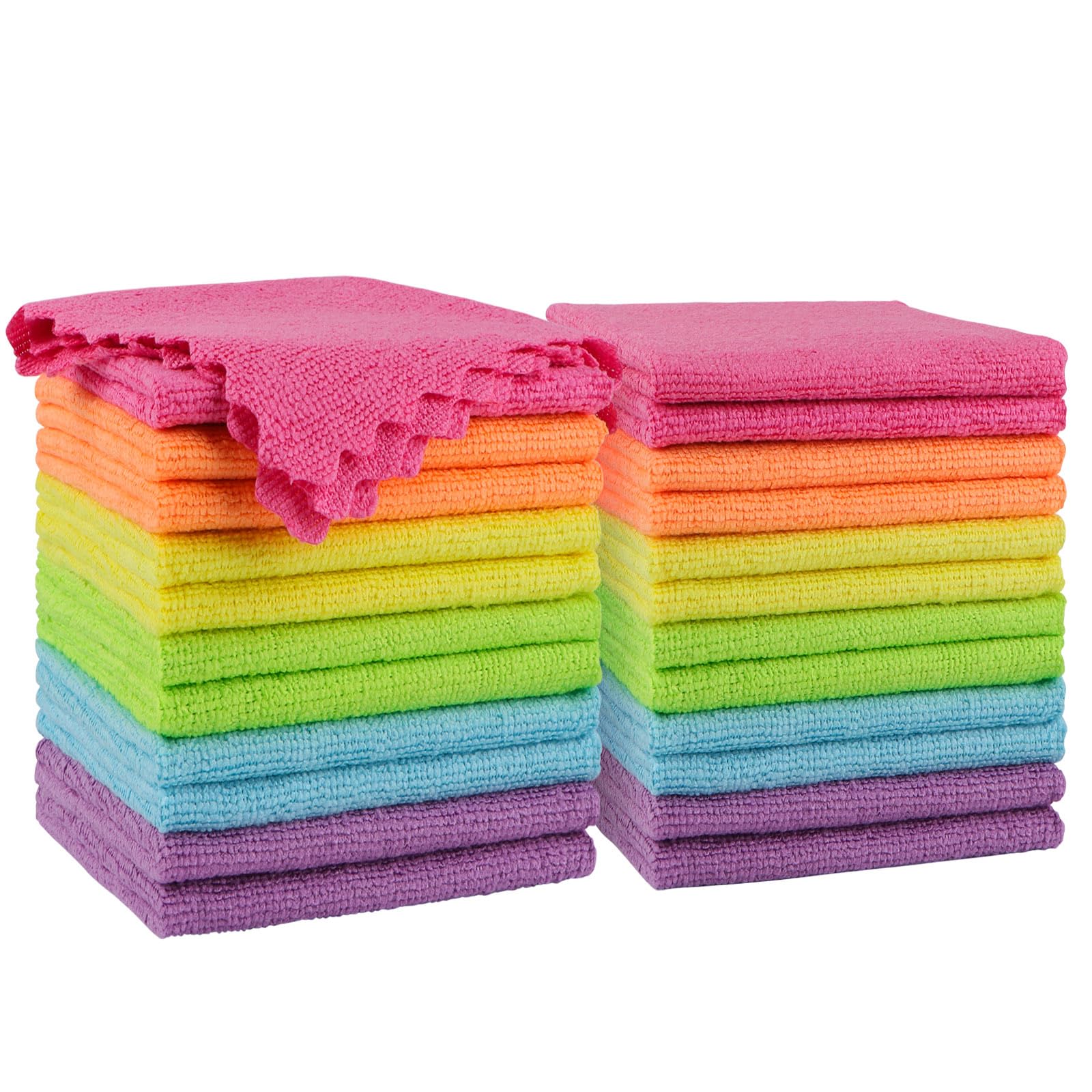 Orighty Microfiber Cleaning Cloth, 24 Pack Highly Absorbent Cleaning Rags, Household Cleaning Supplies, Reusable Lint Free Cloths Microfiber Rag for House, Kitchen, Car Care, 11.5 x11.5 inch