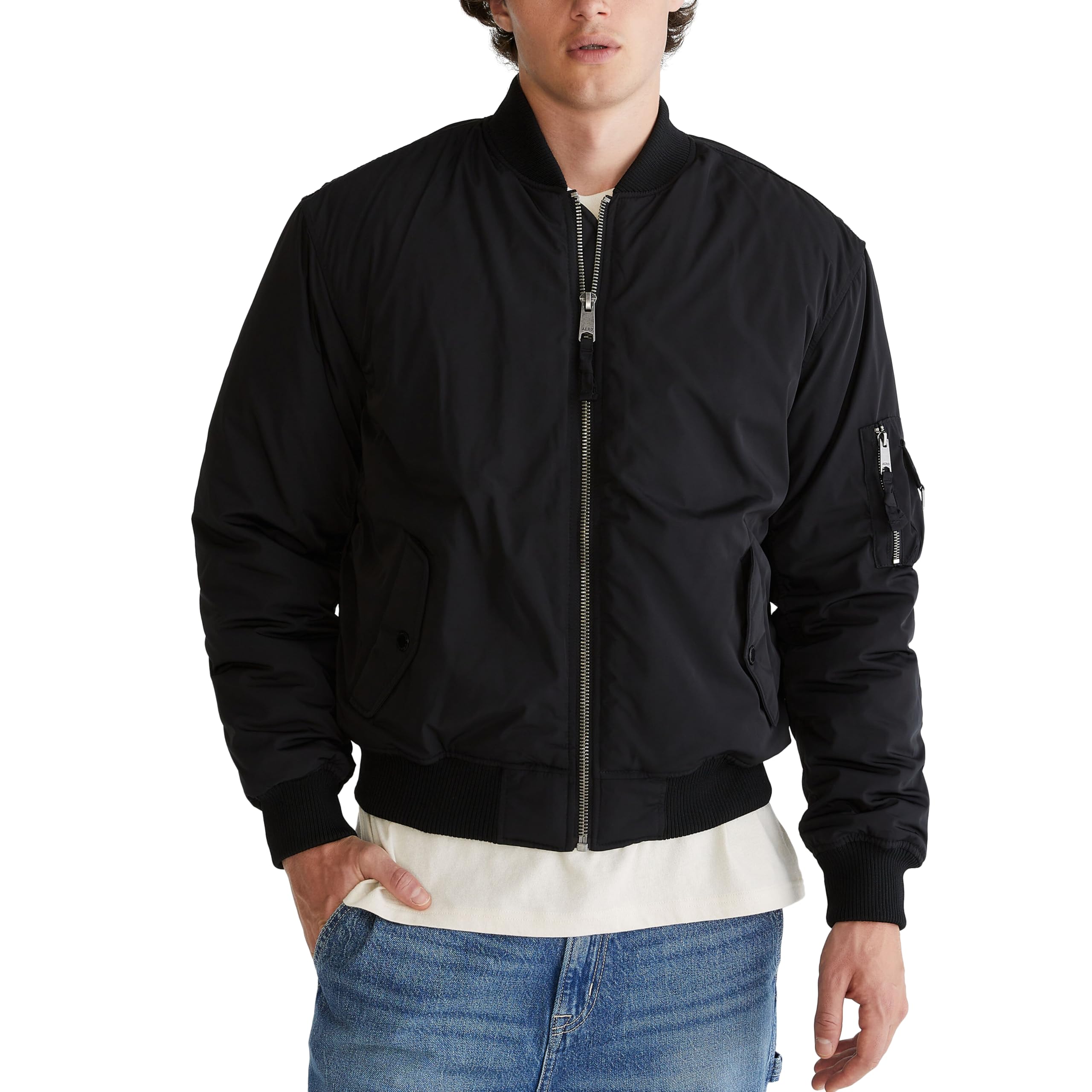 FLIGHT BOMBER JACKET, DARK BLACK, XS
