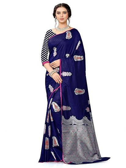 Shiv Textiles Womens Jacquard Art Silk Saree With Blouse Piece