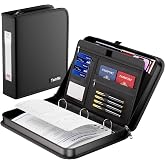 Tamfile Fireproof 3 Ring Binder with Zipper, 1.5 Inch D Ring Binder, Black | Hold Up 375 Sheets of 8.5"x11" A4 Paper, Portable Safe Storage with Large Pockets, Important File Storage for A4 Files