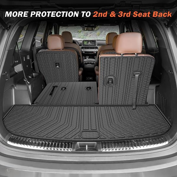 KUST FLOOR MATS SET FOR 2020-2025 KIA TELLURIDE ACCESSORIES (7 SEATS), REAR CARGO TRUNK LINER WITH 2ND/3RD ROW BACKREST KICK MAT ALL WEATHER PROTECTION TPE RUBBER RAISED EDGE, FULL SET OF 9PCS