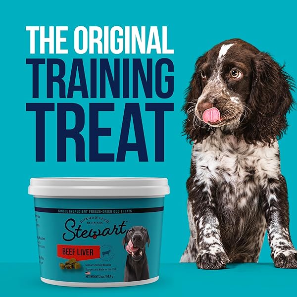 STEWART SINGLE INGREDIENT FREEZE DRIED RAW DOG TREATS, BEEF LIVER, 12 OUNCE RESEALABLE TUB, TRAINING TREATS OR MEAL TOPPER FOR ALL SIZE DOGS, HIGH PROTEIN, GRAIN-FREE, GLUTEN-FREE