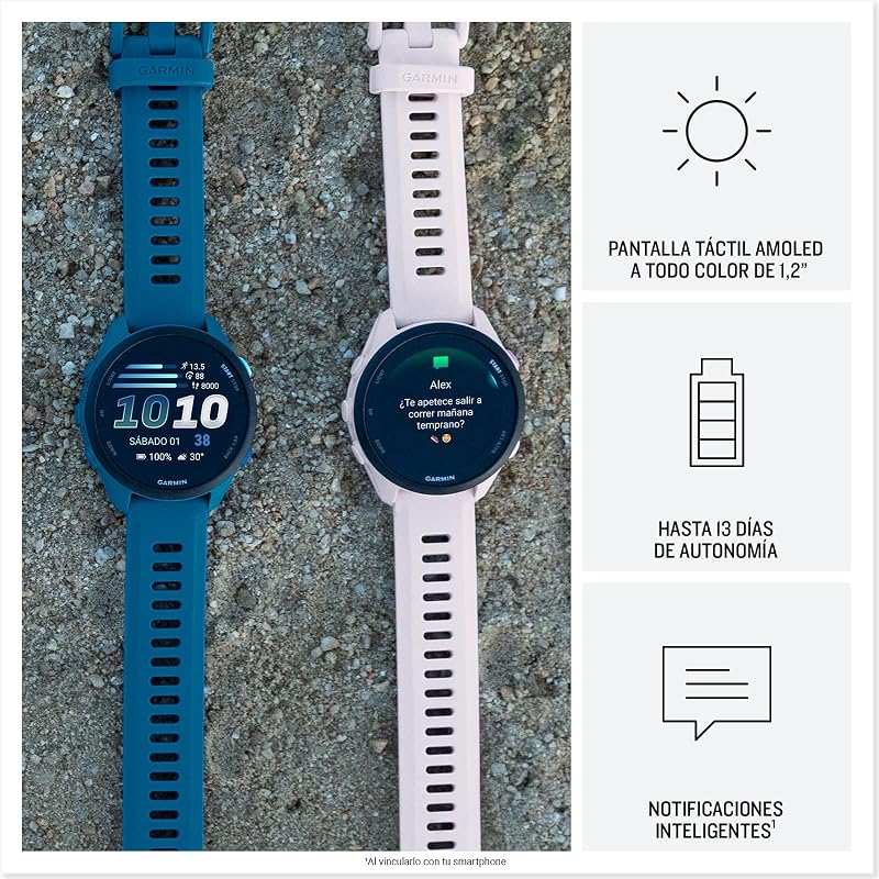 Forerunner 70 Reloj Inteligente para Correr con GPS, Pantalla Táctil AMOLED, Métricas Optimizadas, Planes de Entrenamiento, Estado de Salud, Autonomía de 13 Días, Lila