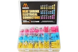 MADCATZ 120Pcs Heat Shrink Wire Connectors - Electrical Terminal Kit, Waterproof Automotive Marine Electrical Terminals Kit, 