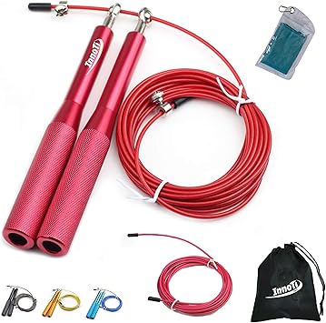 InnoTi Comba Crossfit Hombre y Mujer - Cuerda de Saltar de Alta Velocidad para Boxeo y Fitness - Comba de Aluminio Ligera para Saltos Dobles - ...