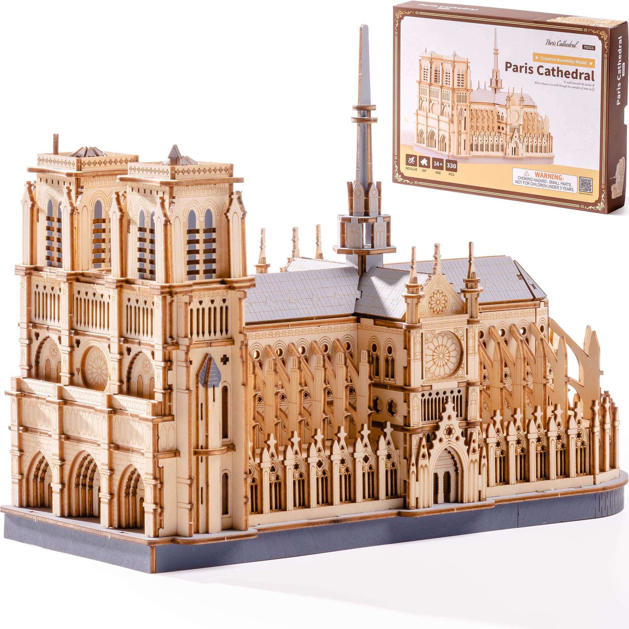 ROBOTIME 3D Puzzle Paris Cathedral, Wooden Model Kit for Adults to build, DIY Toy Building Construction Craft Kits, Ideal For Christmas And Birthday Gift