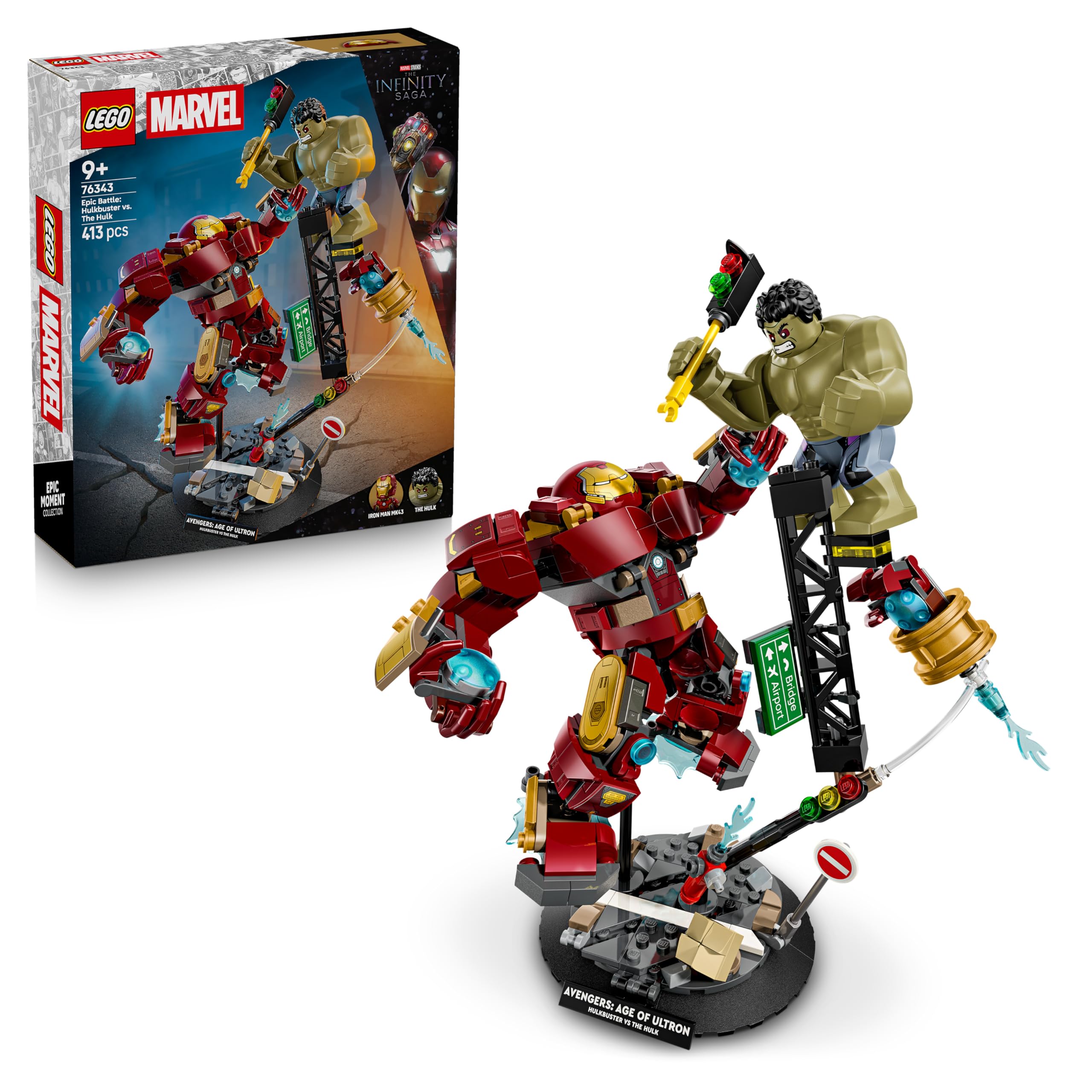 LEGO | Marvel Duell der Giganten: Hulkbuster vs. Hulk - Superhelden Spielzeug mit Actionfigur und 2 Minifiguren, darunter Iron Man - Avengers Geschenk für Jungen ab 9 Jahren, Mädchen und Fans - 76343