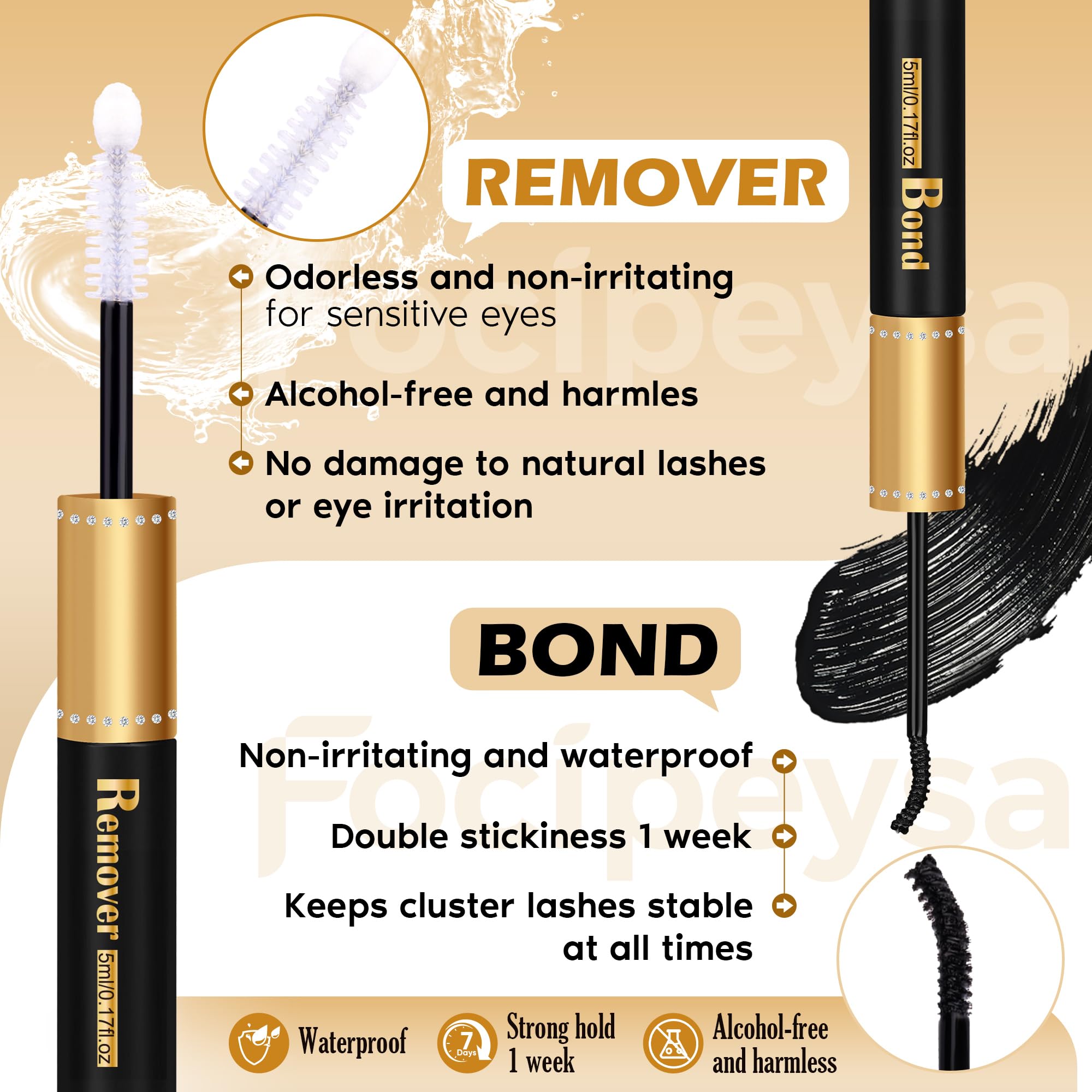 Focipeysa Lash Extension Kit Thick Eyelash Extension Kit 10-18mm Fluffy Lash Clusters 200D Individual Eyelashes Kit with Lash Bond, Lash Remover, Lash Applicator, DIY Lashes Extension