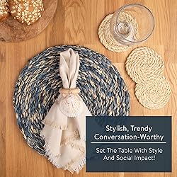 KAZI Essentials Boho Round Woven Placemats – Set