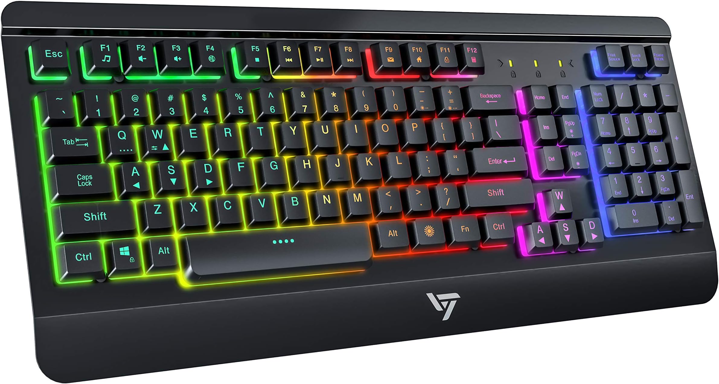 VictSing USB Keyboard, Computer Keyboard Wired, Backlight Gaming Keyboard with Metal-Panel, Quiet Keyboard for PC/Mac Game, Office Typing, Black