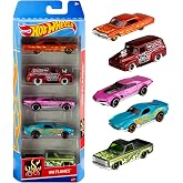 Hot Wheels 5-Pack of Toy Cars &amp; Trucks (Styles May Vary)​​ | Set of 5 Die-Cast in 1:64 Scale Vehicles: Race Cars, Hot Rods, Character Cars or Rescue &amp; Pick-Up Trucks