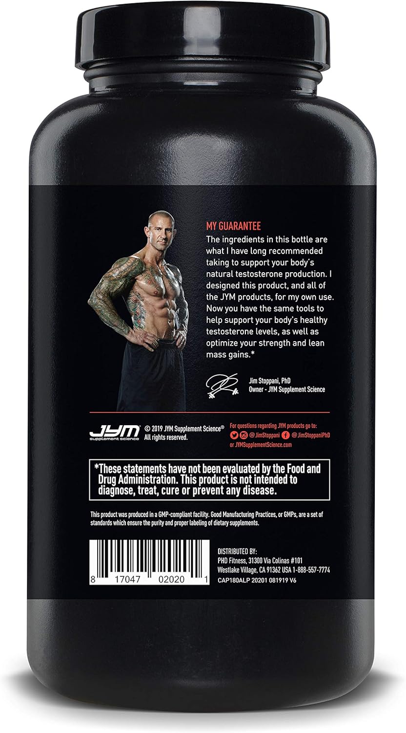 JYM Supplement Science Testosterone Booster - Ashwagandha, Fenugreek, Eurycoma, Damiana, and more | JYM Supplemental Science | 180 Vegetarian capsules | Alpha JYM: Health & Personal Care