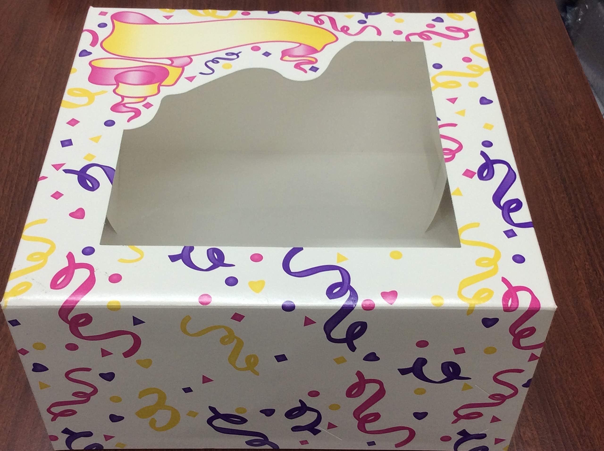 Paperboard Lock Corner Window Bakery Cake Boxes, birthday baby shower bridal - 10 x 10 x 5 - 8 boxes